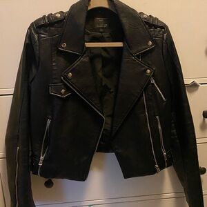 ZARA Vegan Leather Cropped Jacket